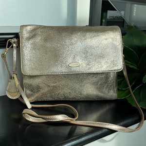 New Genuine leather gold metallic finish, Shoulder and Handbag and Purse clutch